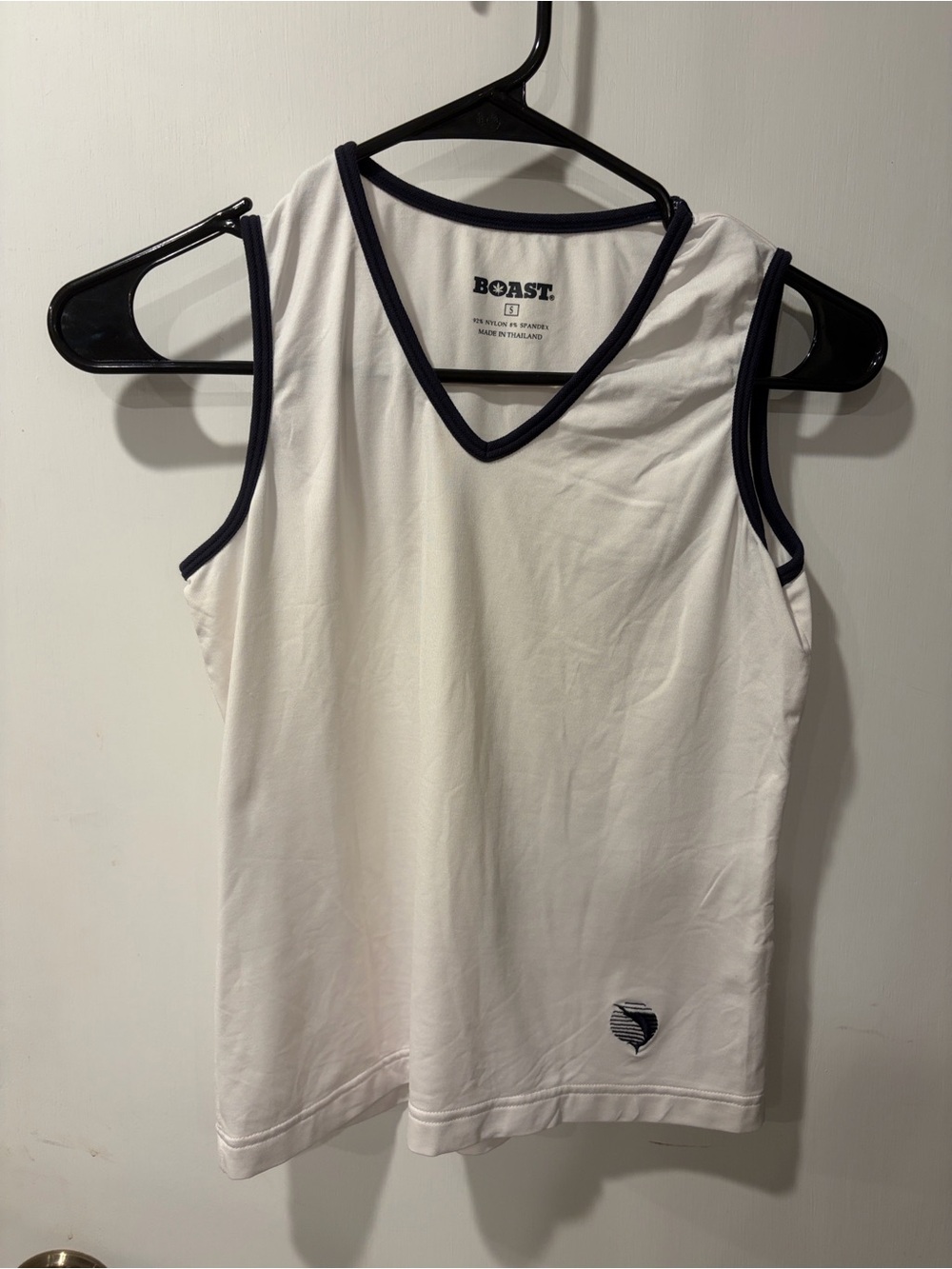 BOAST White Tank with Navy Trim size S